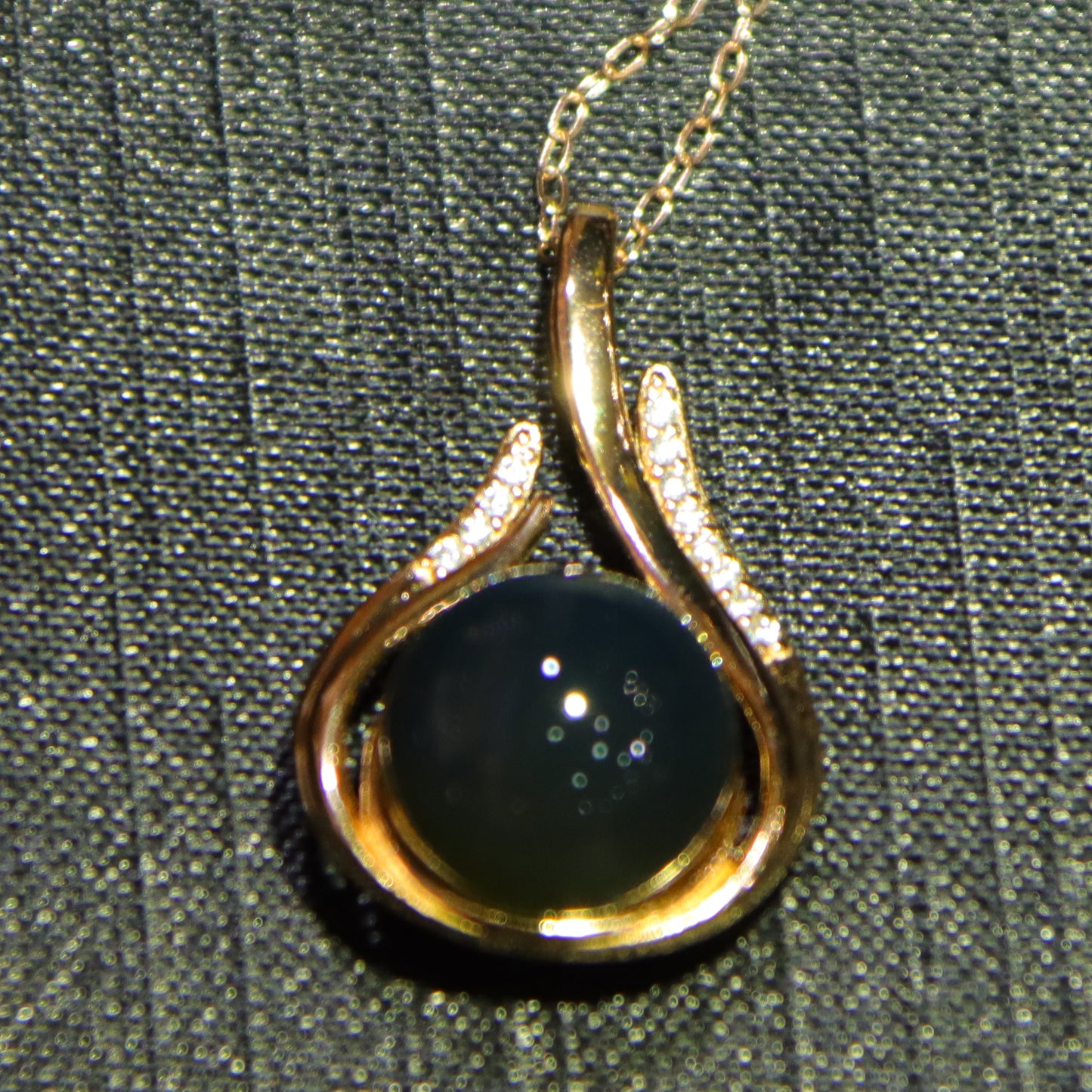 10mm Golden Blue Amber Pendant Necklace for Women, Gold Plated Adjustable Chain, Meaningful Gift for Her