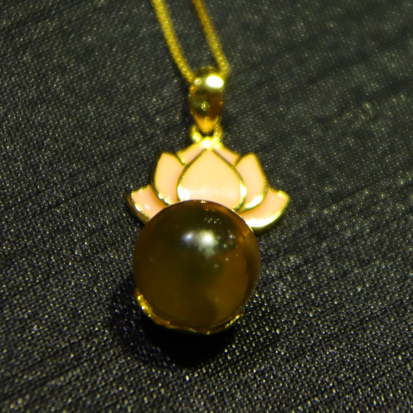 Natural Blue Amber Pendant Necklace | 925 Sterling Silver Lotus Design, 10mm Genuine Gemstone Jewelry
