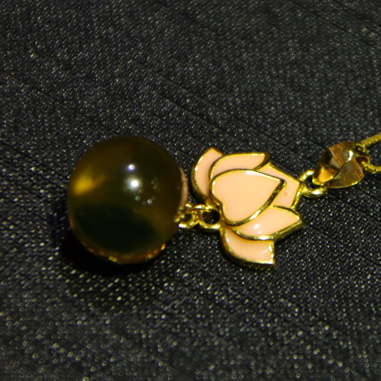 Natural Blue Amber Pendant Necklace | 925 Sterling Silver Lotus Design, 10mm Genuine Gemstone Jewelry