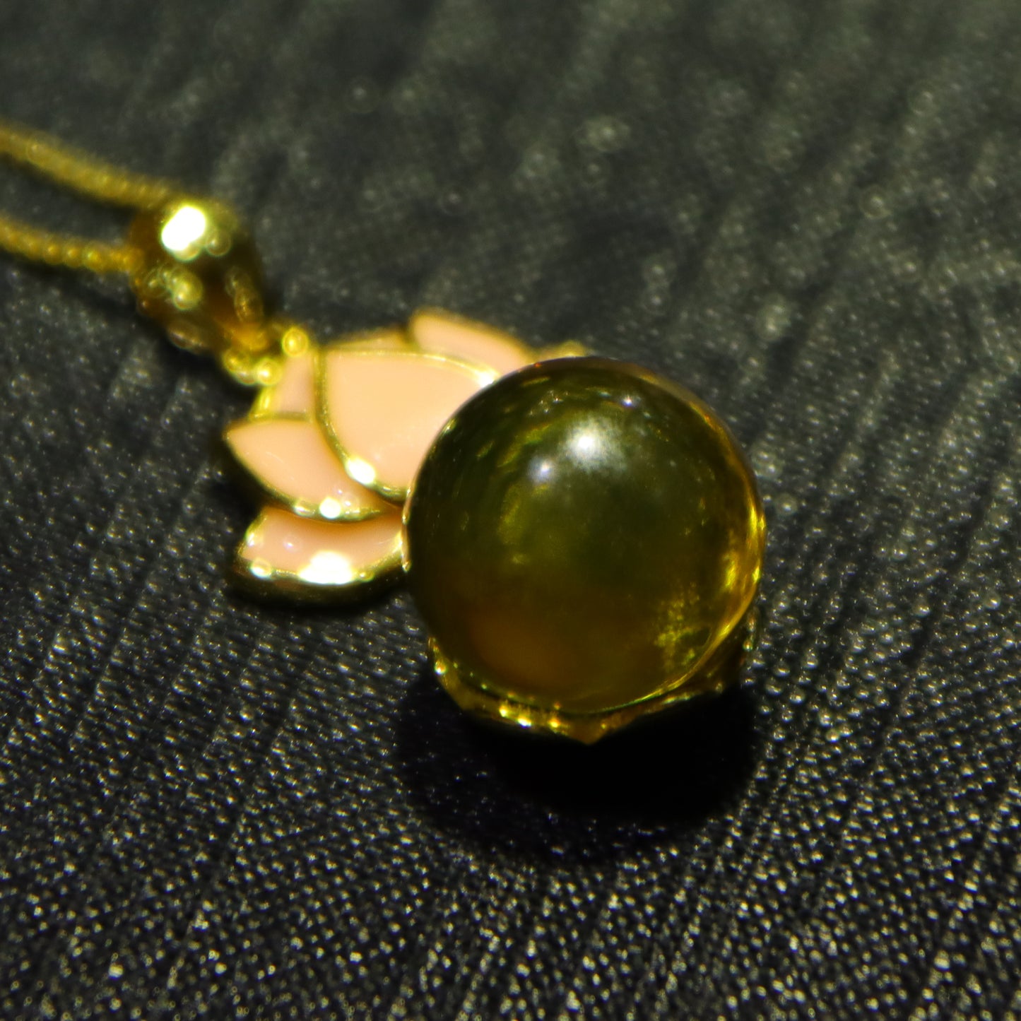 Natural Blue Amber Pendant Necklace | 925 Sterling Silver Lotus Design, 10mm Genuine Gemstone Jewelry