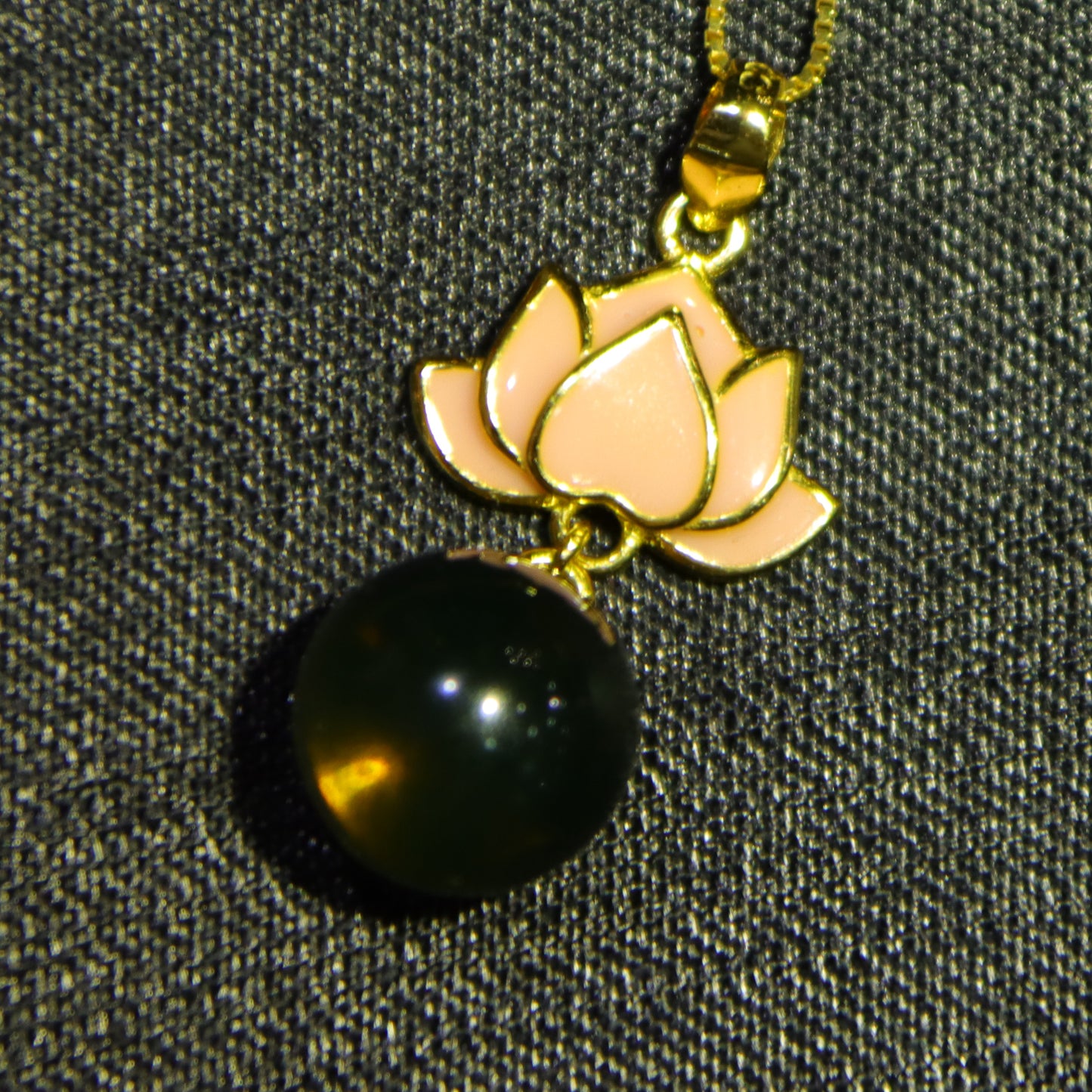 Natural Blue Amber Pendant Necklace | 925 Sterling Silver Lotus Design, 10mm Genuine Gemstone Jewelry