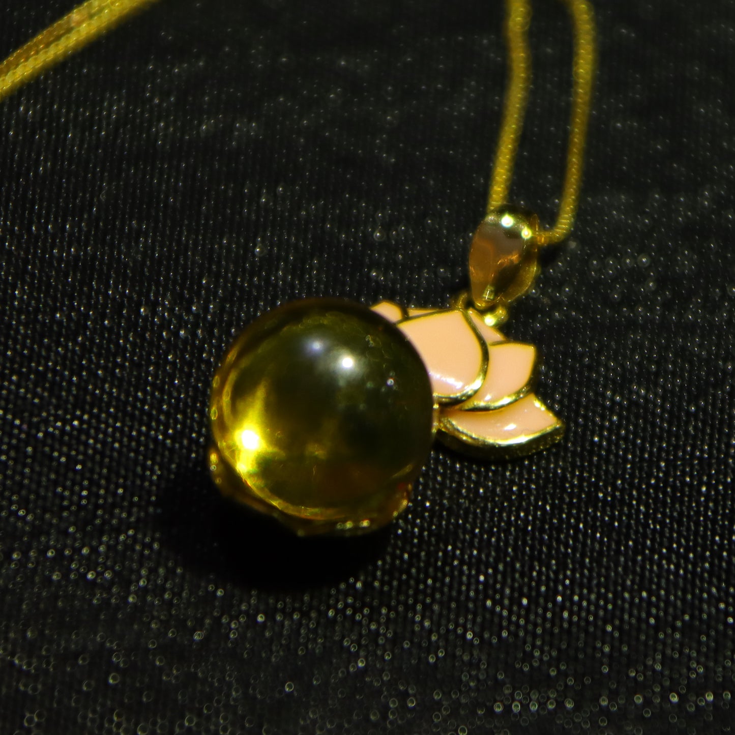 Natural Blue Amber Pendant Necklace | 925 Sterling Silver Lotus Design, 10mm Genuine Gemstone Jewelry