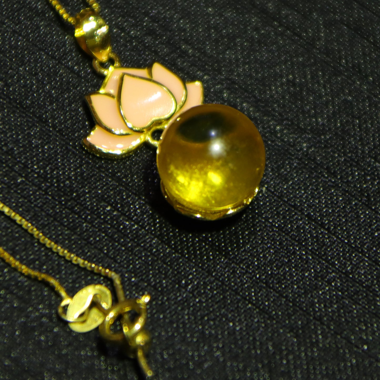 Natural Blue Amber Pendant Necklace | 925 Sterling Silver Lotus Design, 10mm Genuine Gemstone Jewelry